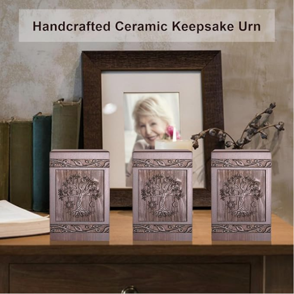 Cremation Urns for Human Ashes Adult Male Female, Wooden Tree of Life Urns Box and Casket for Ashes Men Women Child, Pets Cat Dog Urn, Burial Funeral Memorial Urns for Ashes, Holds 20 Cubic Inch - Image 3