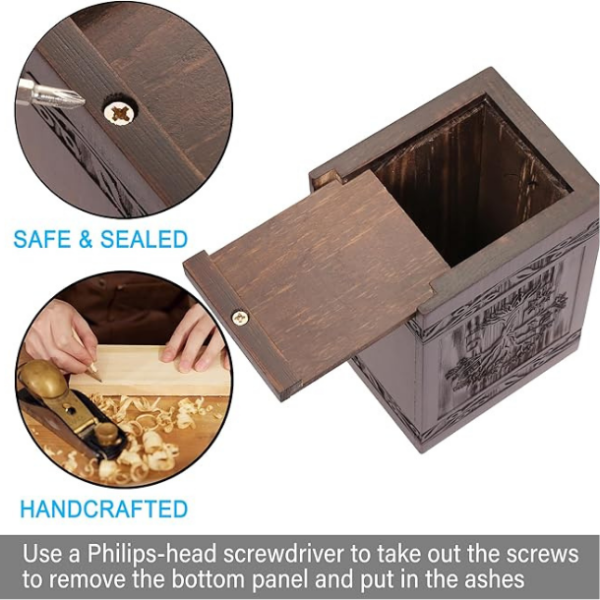 Cremation Urns for Human Ashes Adult Male Female, Wooden Tree of Life Urns Box and Casket for Ashes Men Women Child, Pets Cat Dog Urn, Burial Funeral Memorial Urns for Ashes, Holds 20 Cubic Inch - Image 4