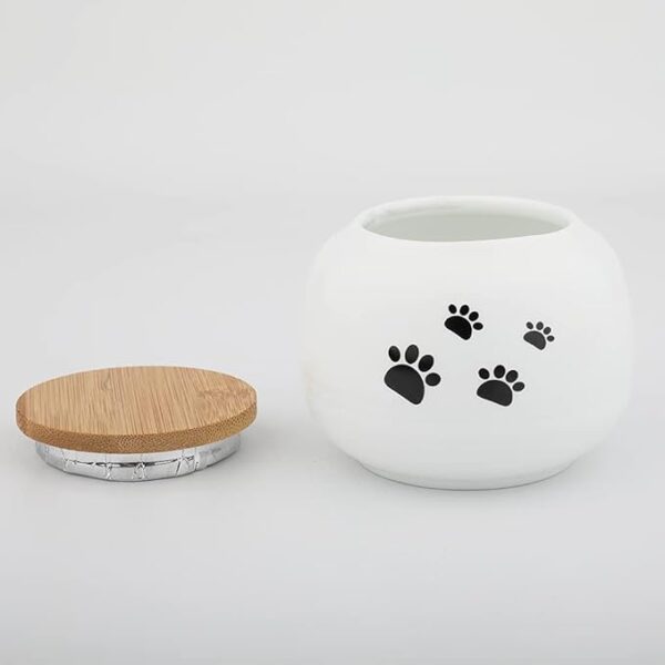 Memorial Pet Ashes Urn for Small Animal, Ceramics Memorial Keepsake Urns for Cats and Dogs (White Ceramics with Bamboo Lid) - Image 6