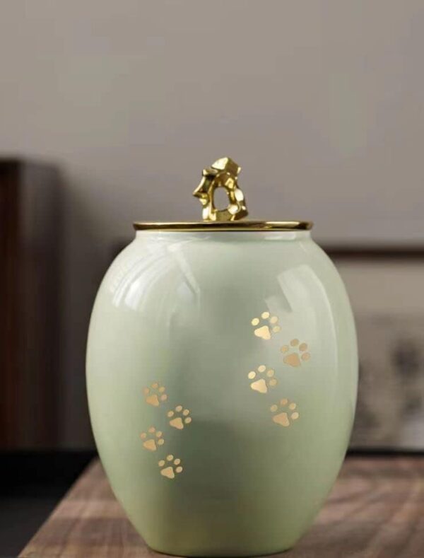 Medium Pet Urns for Dogs Ashes, Ceramics Pet Urn for Dog Cat Ashes (Paw Prints) - Image 2