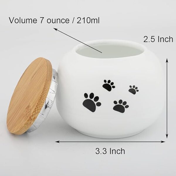 Memorial Pet Ashes Urn for Small Animal, Ceramics Memorial Keepsake Urns for Cats and Dogs (White Ceramics with Bamboo Lid) - Image 7