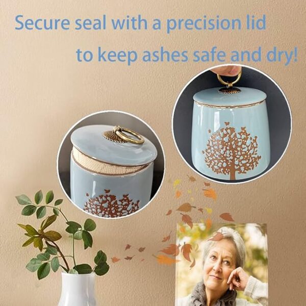 Small Cremation Urns for Human Ashes Adult Male Female - Tree of Life Blue Decorative Urns Mini Pet Urn for Dogs Cats Ashes Keepsake Memorial Box Funeral Set Burial Urns for Cremated Remains Ash Vial - Image 4