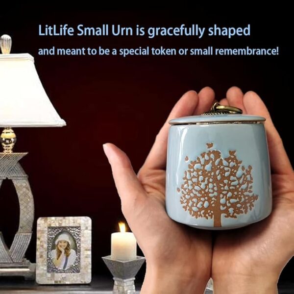 Small Cremation Urns for Human Ashes Adult Male Female - Tree of Life Blue Decorative Urns Mini Pet Urn for Dogs Cats Ashes Keepsake Memorial Box Funeral Set Burial Urns for Cremated Remains Ash Vial - Image 3