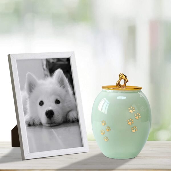Medium Pet Urns for Dogs Ashes, Ceramics Pet Urn for Dog Cat Ashes (Paw Prints) - Image 5