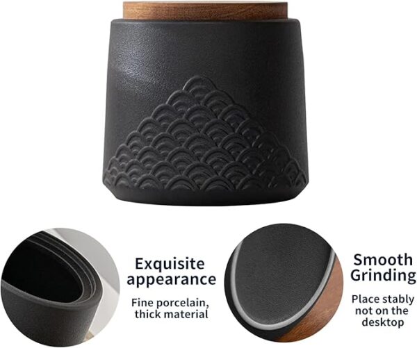 Black Small urn Ashes Keepsake - Decorative Ceramic Small urn ​for Human Ashes， Adult Funeral Memorial Tiny urn, Sea Wave pet urn-Qnty 1 - Image 6