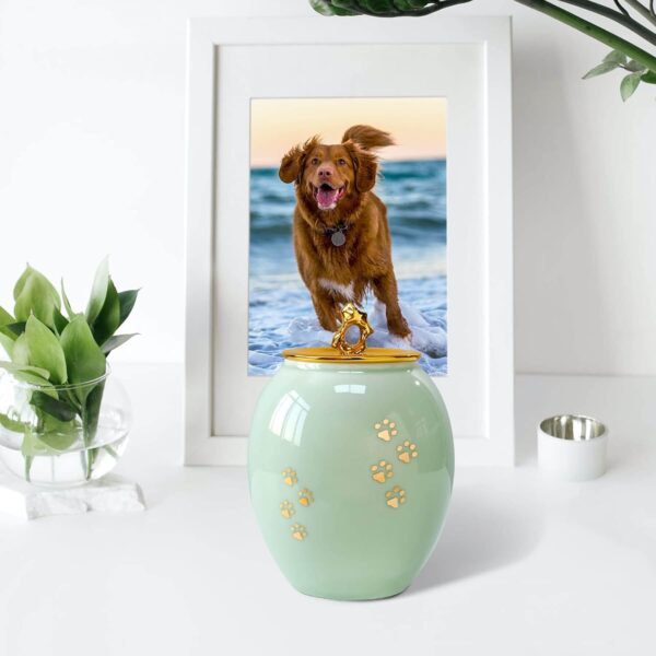 Medium Pet Urns for Dogs Ashes, Ceramics Pet Urn for Dog Cat Ashes (Paw Prints) - Image 4