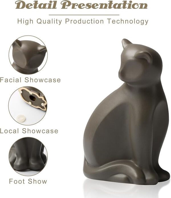 Pet Urns for Cats, Elegant Ceramics Cremation Keepsake for Pet Ashe, Gray Memorial Funeral Caskets with Seal Kit as Gifts for Friends Who Lost Kittens (10lbs) - Image 3