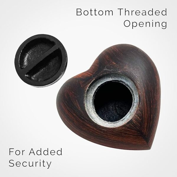 Small Urns for Ashes Keepsake Heart Shape Design, Miniature Small Cremation Urn for Pet or Sharing, Capacity of 3-4 Table Spoons, Male or Female, Choose from 4 Colors, Metal with Wood Finish Cherry - Image 3