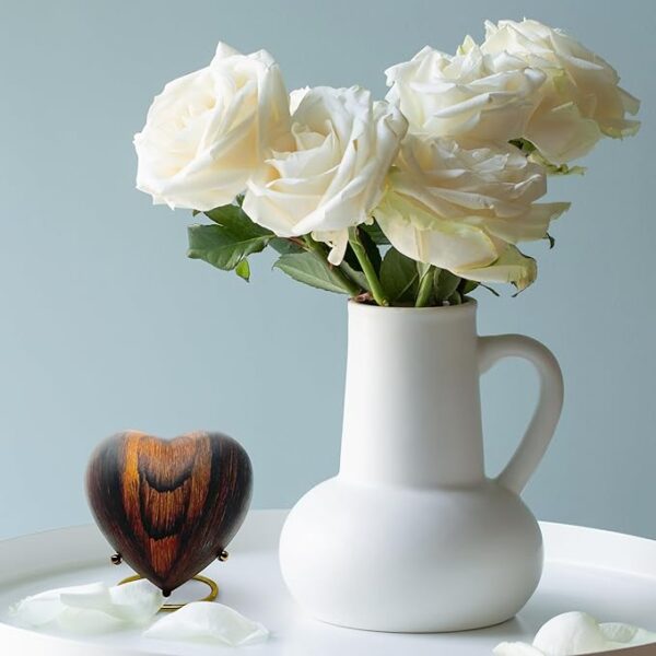 Small Urns for Ashes Keepsake Heart Shape Design, Miniature Small Cremation Urn for Pet or Sharing, Capacity of 3-4 Table Spoons, Male or Female, Choose from 4 Colors, Metal with Wood Finish Cherry - Image 4