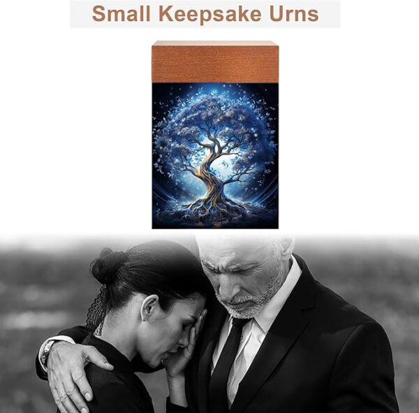 Small Urns for Ashes Keepsake, Wooden Small Cremation Urns for Male or Female Child, Pets Cat Dog, Mini Cremation Urn for Sharing Ashes,Hold 25 Cubic Inches Remains - Image 3
