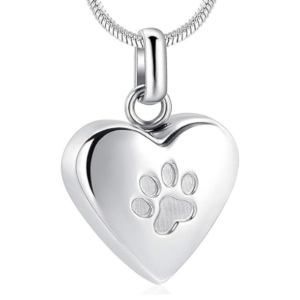 Pet Cremation Jewelry for Ashes Pendant Paw Print Pet Heart Urn Necklace Memorial Keepsake Jewelry for Pet/Dog's/Cat's Ashes