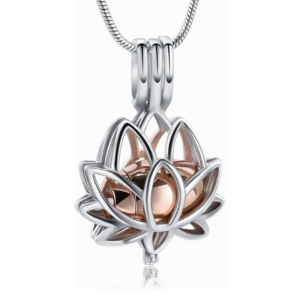 Cremation Jewelry for Ashes Pendant - Lotus Urn Necklace with Mini Keepsake Urn Memorial Ash Jewelry