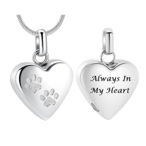 Pet Cremation Jewelry for Ashes Necklace Stainless Steel Paw Print Heart Urn Necklaces for Women Men Memorial Keepsake Jewelry