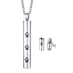 Jewelers Stainless Steel Pet Dog Puppy Memorial Cremation Ash Urn Pendant Necklace