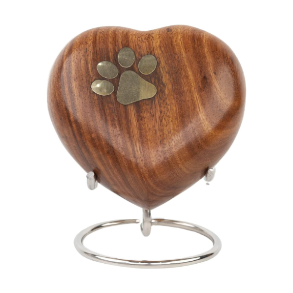 Pet Memorial Wood Urns for Dog or Cat Ashes,Small 3 Cubic Inches Wooden Urns Heart Shape Paws Design Urn for Ashes for Dogs, Pet Urns for Cats, Loss Pet Memorial Remembrance Gift - Pattern 1