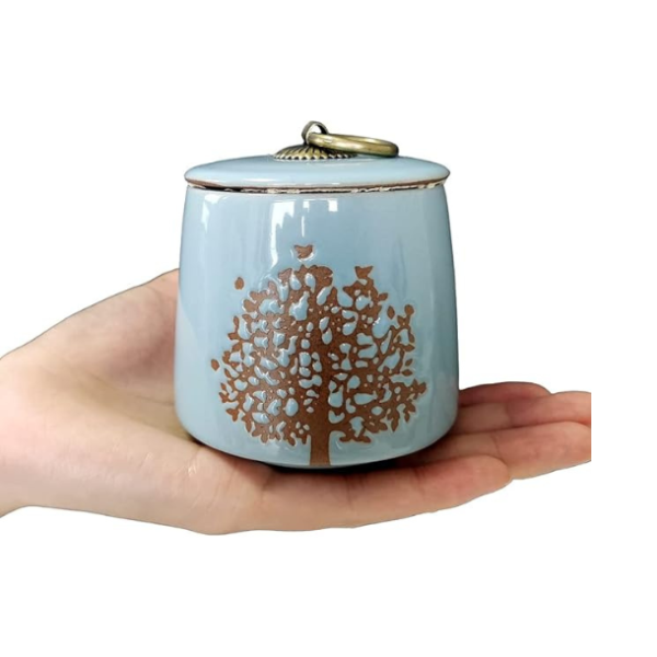 Small Cremation Urns for Human Ashes Adult Male Female - Tree of Life Blue Decorative Urns Mini Pet Urn for Dogs Cats Ashes Keepsake Memorial Box Funeral Set Burial Urns for Cremated Remains Ash Vial