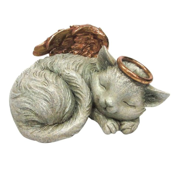 Pet Memorial Angel Cat Sleeping Cremation Urn, Memorial Statue Bottom Load, 30 Cubic Inch