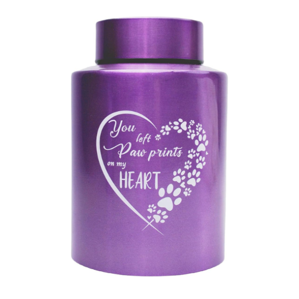 6 Inches Pet Urn for Ashes Dog Urn for Ashes Cat Urn Memorial Urn for Dogs or Cats Paw Print Keepsake Urn for Pet Laser Engraving with Meaningful Words-You Left paw Prints on My Heart