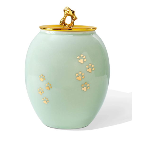 Medium Pet Urns for Dogs Ashes, Ceramics Pet Urn for Dog Cat Ashes (Paw Prints)